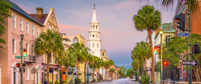 Downtown Charleston at sunrise