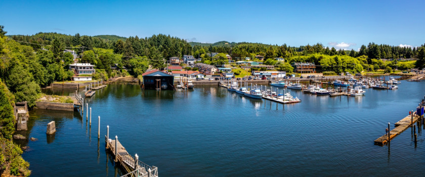 View of Depoe Bay, Oregon from the water