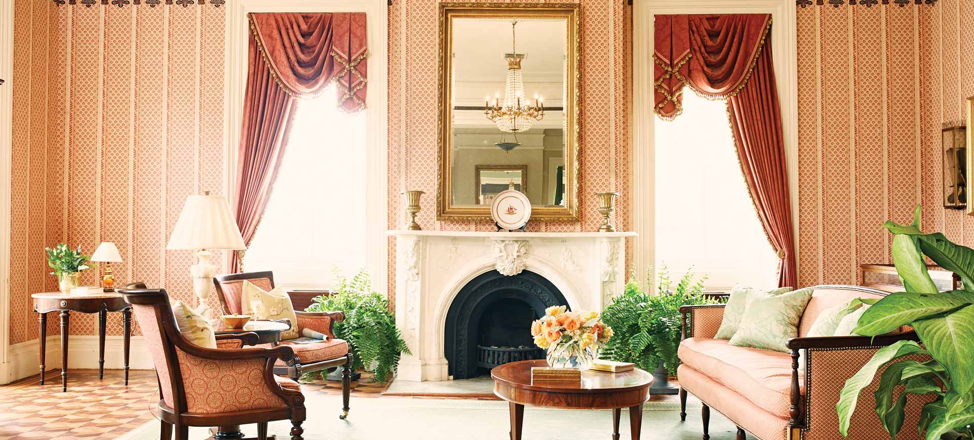 Elegant and historic living area in the John Rutledge House