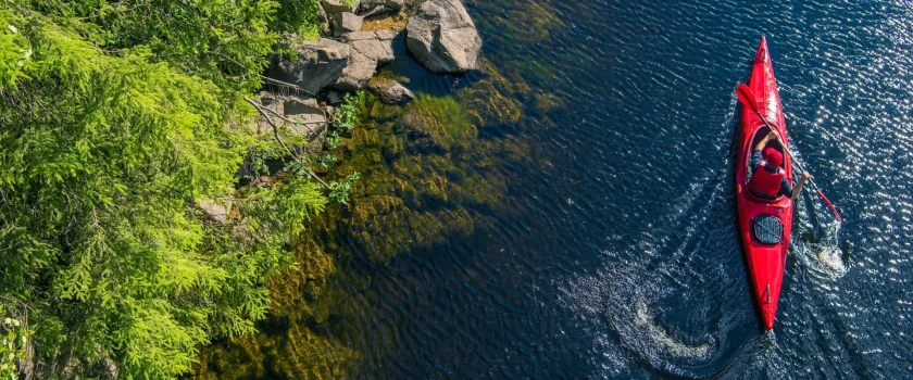 kayak viewed from above