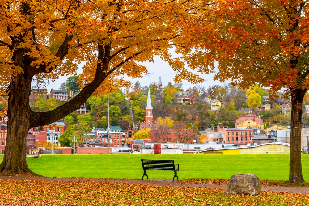 A beautiful fall view of Downtown Galena from Grant Park